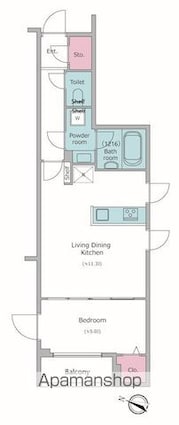 ドゥーエ梅屋敷[1LDK/41.29m2]の間取図