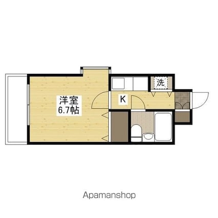 広島県広島市中区昭和町[1K/23.87m2]の間取図