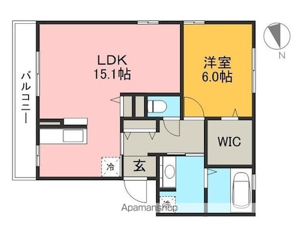 アルフォート[1LDK/54.23m2]の間取図