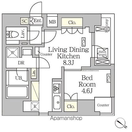 アジールコート松濤[1LDK/33.33m2]の間取図