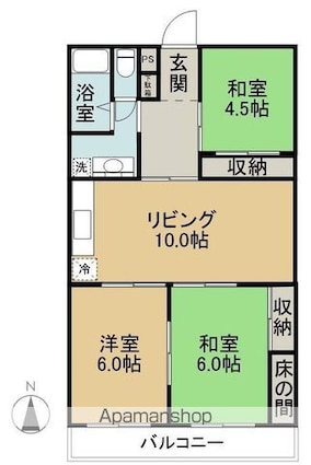 山陽　マンション[3LDK/63.6m2]の間取図