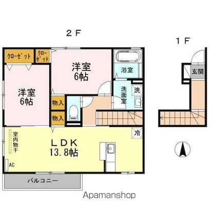 プレミアコート[2LDK/66.08m2]の間取図