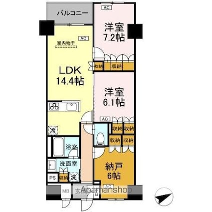 サンジョイアゼロ[2LDK/74.39m2]の間取図
