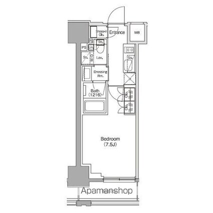 ザ・パークハビオ新御徒町[1K/25.12m2]の間取図