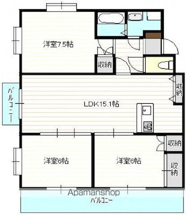 スカイビュー高須台[3LDK/75.01m2]の間取図