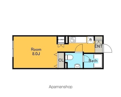 東京都世田谷区用賀２丁目[1K/25.32m2]の間取図