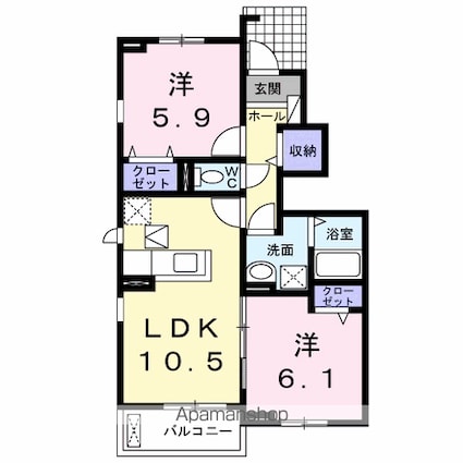 ナイトＢ[2LDK/53.95m2]の間取図