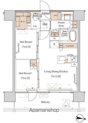 ブランシエスタ木場[2LDK/48.75m2]の間取図