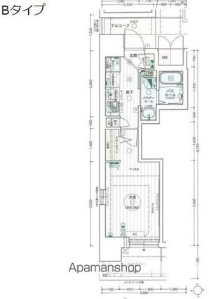 エステムコート名古屋泉プラチナムゲート[1K/21.35m2]の間取図