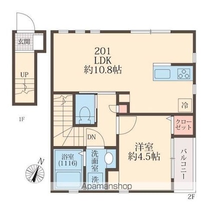 Ａｎ’ｓ　ｃｏｕｒｔ天台[1LDK/39.4m2]の間取図