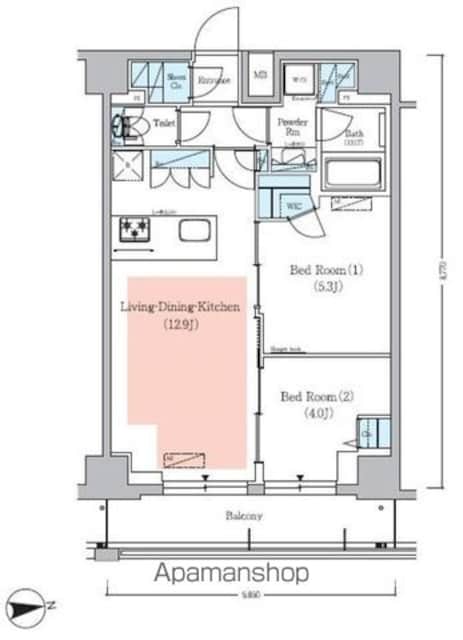 アーバネックス秋葉原ＥＡＳＴⅢ[2LDK/50.71m2]の間取図