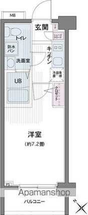 エコロジー都立大学レジデンス[1K/22.04m2]の間取図