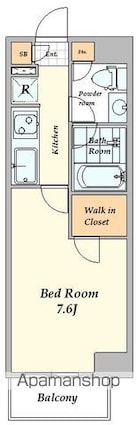 カーサスプレンディッド新宿御苑[1K/25.42m2]の間取図