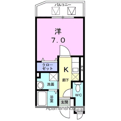 リトルマーメイド[1K/25.56m2]の間取図
