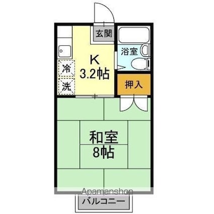 香川県高松市屋島西町[1K/23m2]の間取図