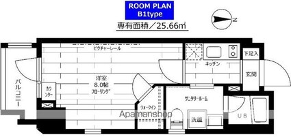 ステージファースト新宿原町[1K/25.66m2]の間取図