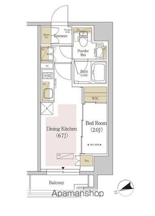 アーバネックス両国[1DK/25.55m2]の間取図