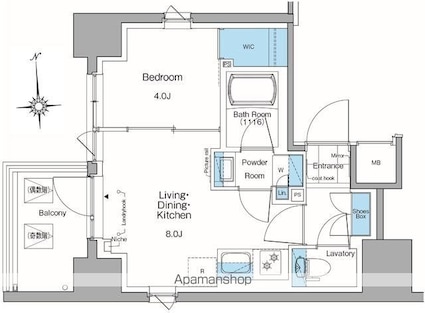 ルフォンプログレ田原町[1LDK/30.32m2]の間取図