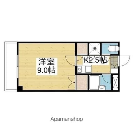 カーサ村上[1K/25.2m2]の間取図