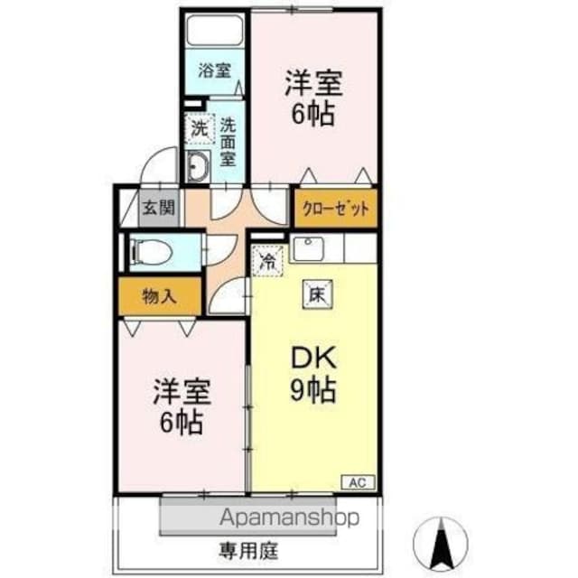 サニーハイツ　Ｂ棟[2DK/50.08m2]の間取図