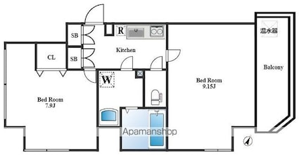 クレアール巣鴨[2K/41.92m2]の間取図