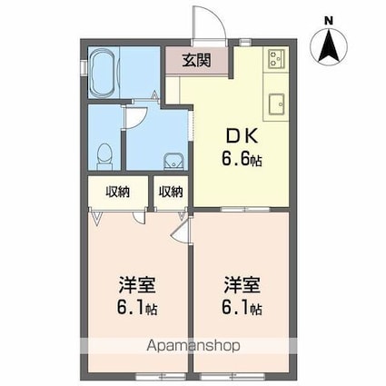 メゾン北野Ⅲ　Ａ棟[2DK/40.54m2]の間取図