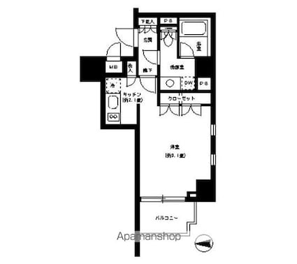 パークキューブ神田[1K/31.51m2]の間取図