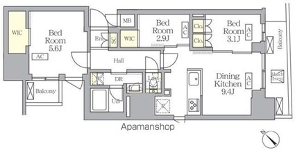 ＳーＲＥＳＩＤＥＮＣＥ日本橋馬喰町Ａｅｒｅ[3DK/52.73m2]の間取図