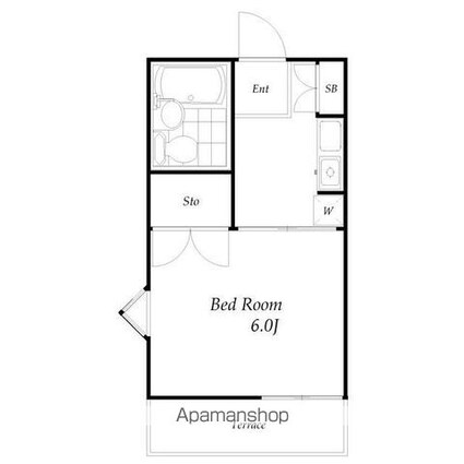 神奈川県横浜市西区境之谷[1K/16.38m2]の間取図