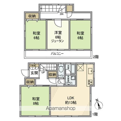 中央本線 東小金井駅 徒歩14分 2階建 築45年の間取り写真