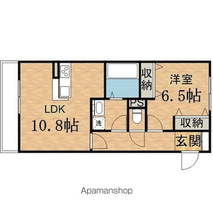クレール花水木[1LDK/44.62m2]の間取図