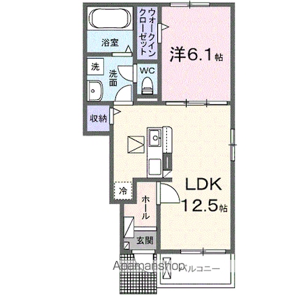 ウィズ・テール南彦根２号館[1LDK/44.7m2]の間取図
