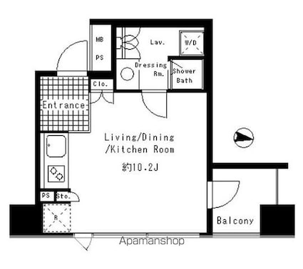 パークアクシス渋谷神南[1R/24.3m2]の間取図