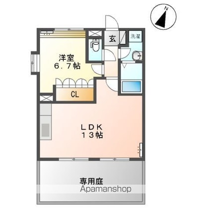 プレサス[1LDK/45.1m2]の間取図