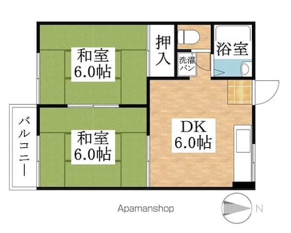 タウニー藤根[2DK/35.4m2]の間取図
