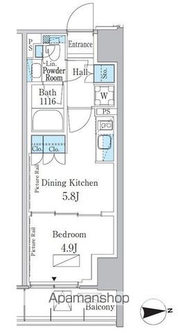 【新宿区百人町のマンションの間取り】