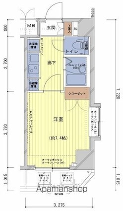 メインステージ神田駅前[1K/23.64m2]の間取図