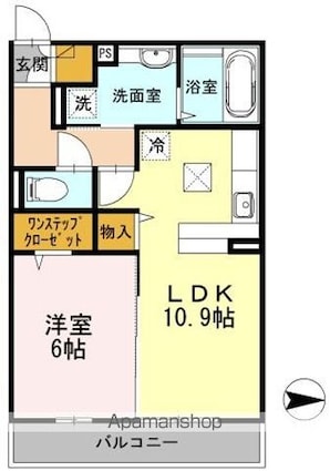 東京都立川市幸町１丁目[1LDK/45m2]の間取図