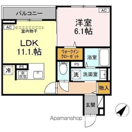 ＡｓｓｅｔーＣｏｕｒｔ曙町[1LDK/42.05m2]の間取図