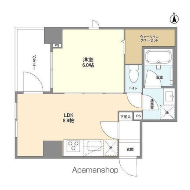 グランカーサ王子Ⅲ[1LDK/35.21m2]の間取図