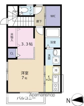 レラ　リュミェール[1K/38.3m2]の間取図