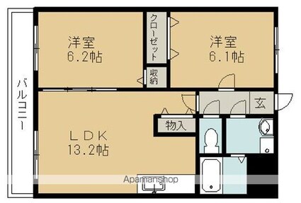 ＨＡＰＰＹＳＷＩＮＧ[2LDK/56.85m2]の間取図