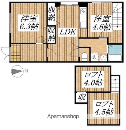 東京都立川市羽衣町３丁目[2LDK/52m2]の間取図