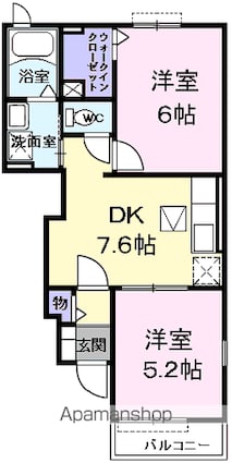 リバーサイドＫＡ[2DK/42.98m2]の間取図