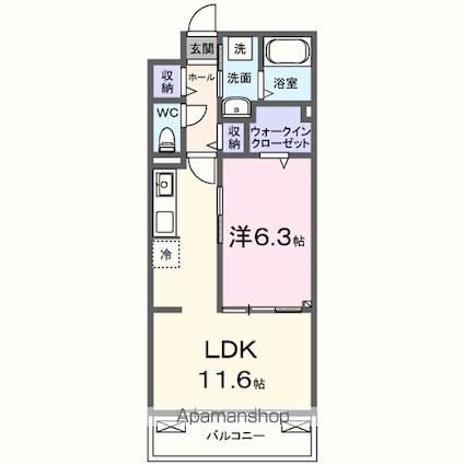 ヴィラバース[1LDK/42.59m2]の間取図