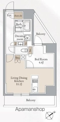 クロスレジデンス高田馬場[1LDK/40.26m2]の間取図