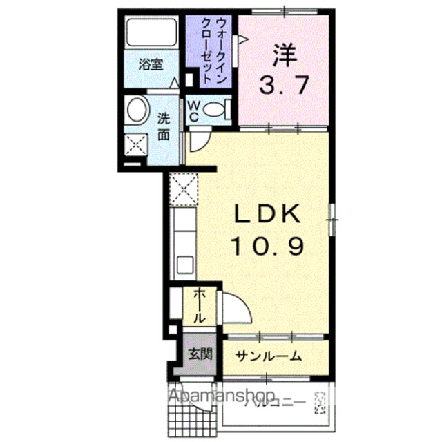 レモンハウス[1LDK/37.93m2]の間取図