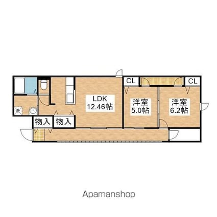 Ｃａｌｍ　ｃｕａｔｒｏ[2LDK/69.09m2]の間取図