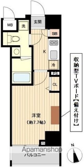 オーキッドレジデンス上野[1K/25.3m2]の間取図