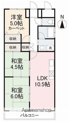 ダイアパレス丸の内６０８号[3LDK/61.05m2]の間取図